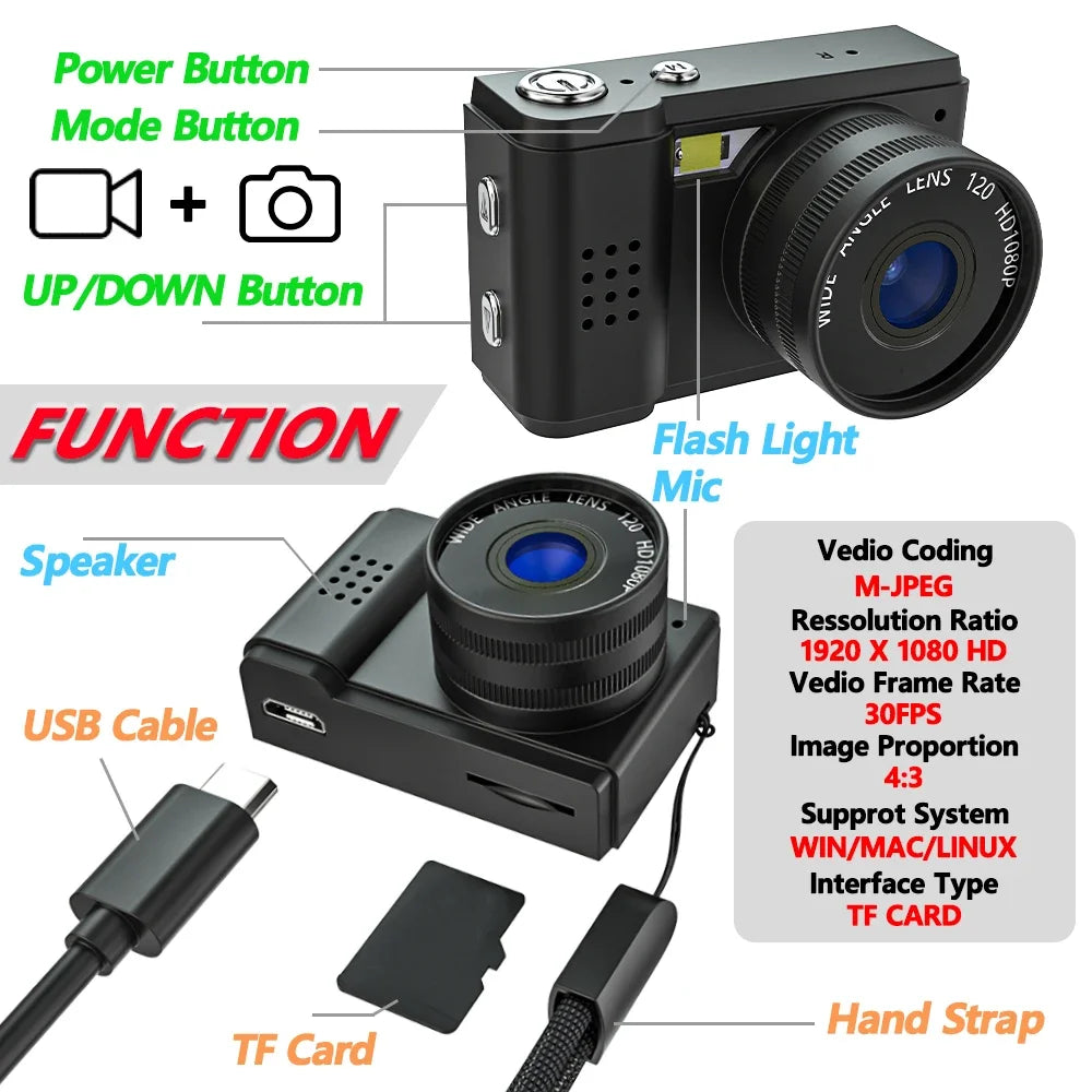 128G Mini 1080P Small Digtal Camera with Screen
