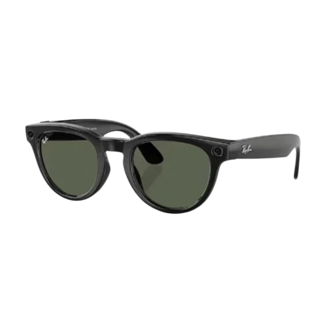 Ray-Ban Meta smart glasses black round acetate frame with green lenses and integrated camera
